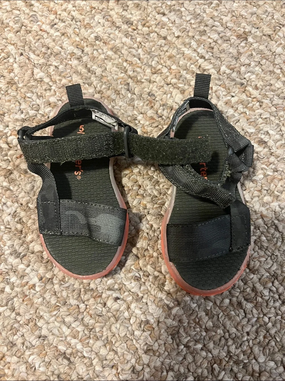 Carter's Black and Pink Trim Kids Outdoor Sandals